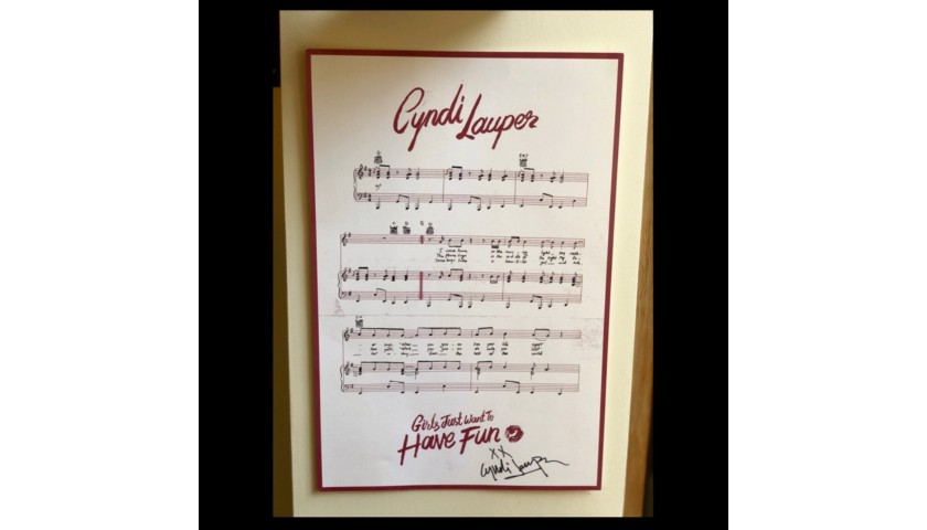 "Girls Just Want to Have Fun" Lyrics Hand Signed by Cyndi Lauper