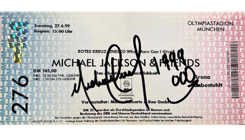 Michael Jackson Signed Concert Ticket, 1999
