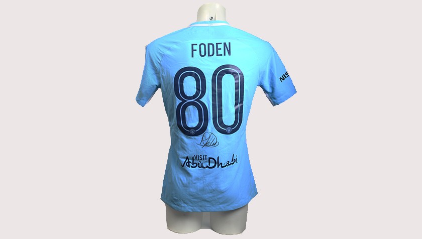 Phil Foden Match-Worn Signed Manchester Derby Shirt