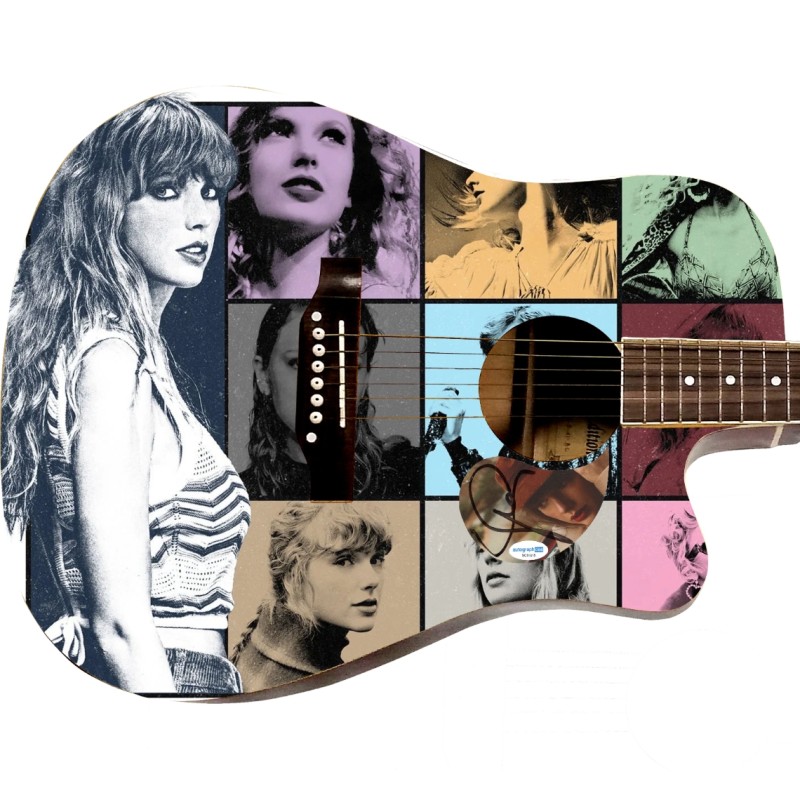 Chitarra grafica acustica personalizzata "The Eras Tour" firmata Taylor Swift