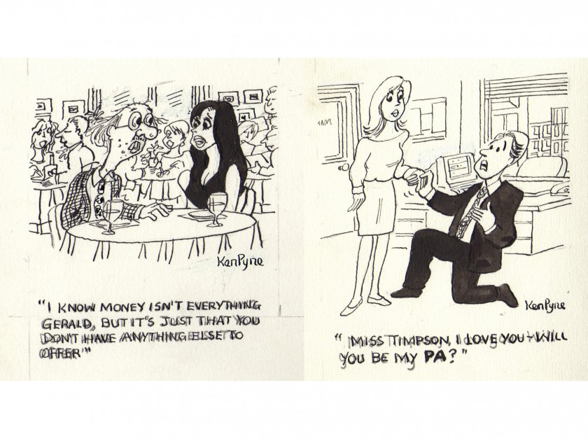 Two cartoons by the Punch cartoonist, Ken Pyne