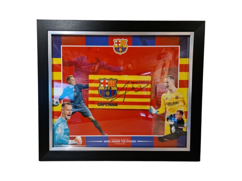 Marc-Andre ter Stegen's Barcelona Signed and Framed Captains Armband