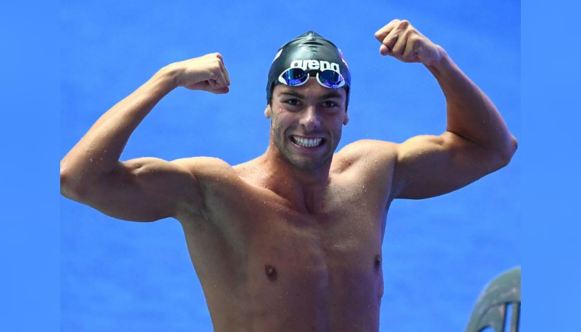 Gregorio Paltrinieri's Signed Race Swimming Cap