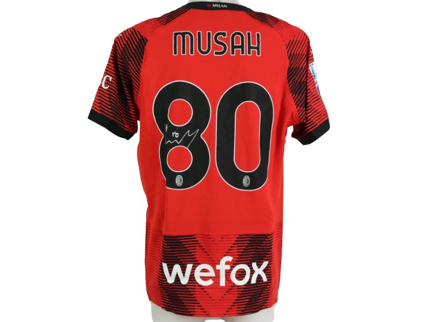 Authentic Musah AC Milan Signed Shirt, 2023/24