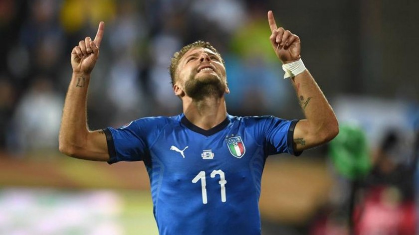 Immobile's Official Italy Shirt, 2018 - Signed by Immobile and De Rossi