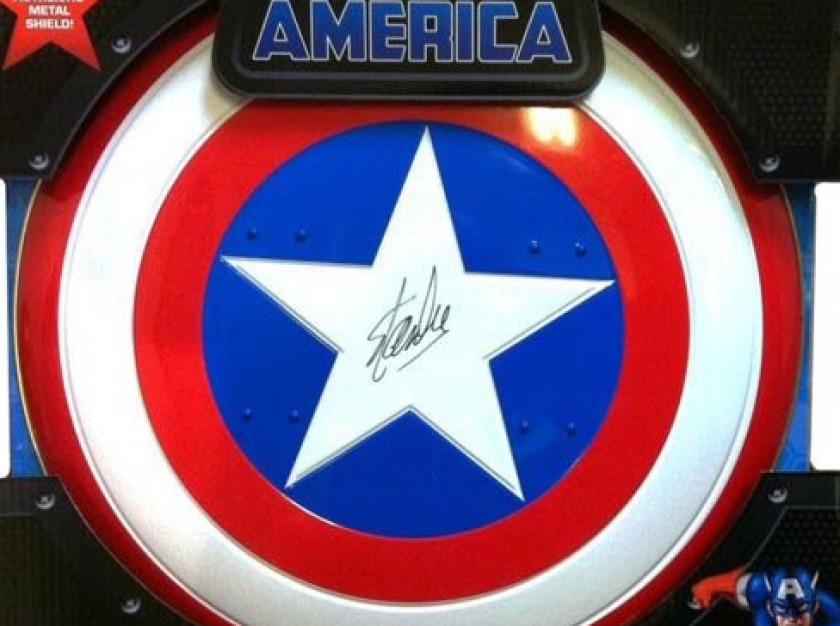 Official Marvel Captain America Shield Signed by Stan Lee, the Godfather of Comics