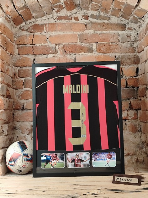 Maldini's AC Milan Signed and Framed Shirt