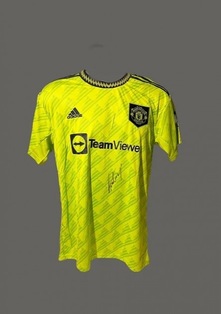 Antony and Christian Eriksen Manchester United 2022/23 Signed Third Shirt 