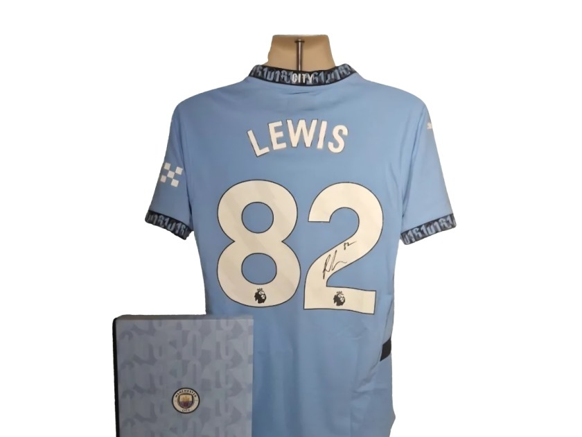 Rico Lewis Signed Official Manchester City 2024-25 Player Version Boxed Home Football Shirt COA