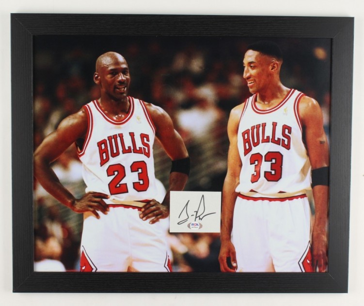 Jordan & Pippen Framed Display Signed by Scottie Pippen