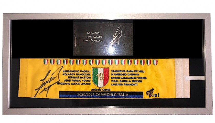 19th Scudetto Framed Captain's Armband - Signed by Javier Zanetti