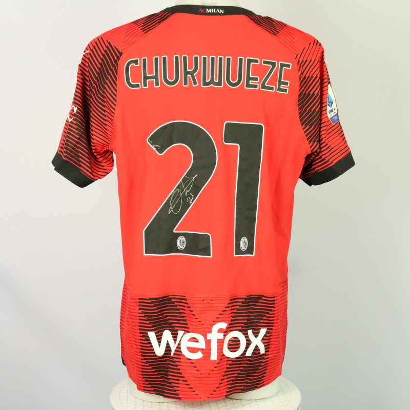Chukwueze Official AC Milan Signed Shirt, 2023/24