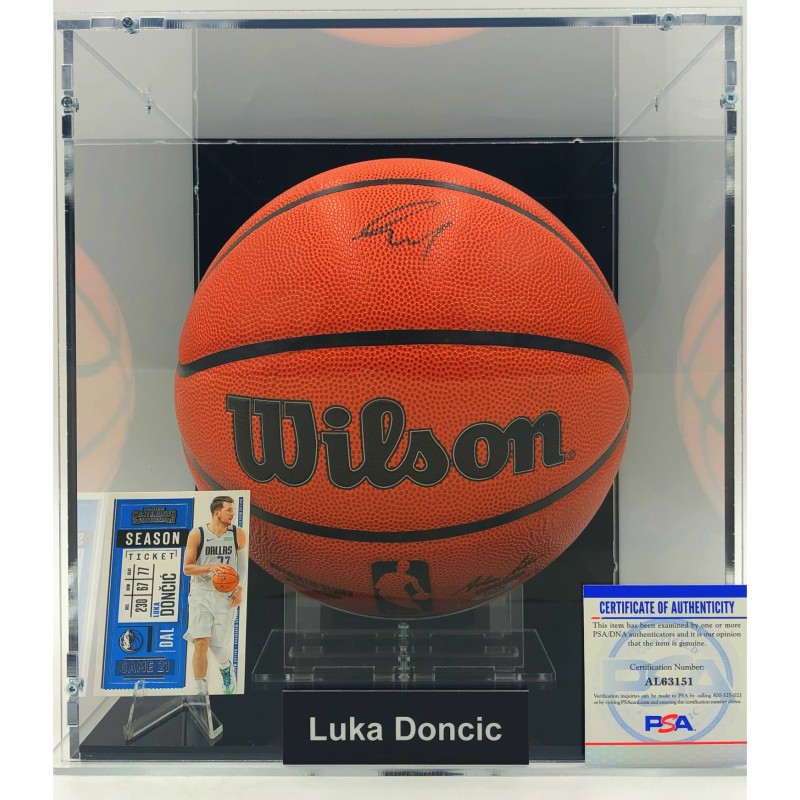 Luka Doncic Signed Basketball Display