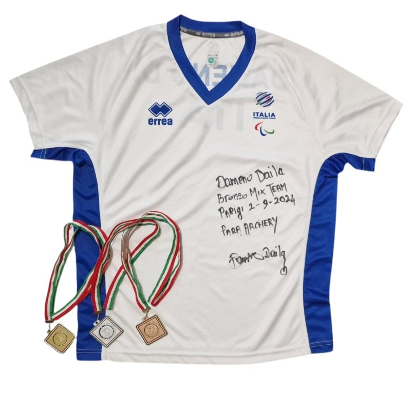 Paris 2024 Olympics - Official Jersey Signed by Daila Dameno with 3 Medals