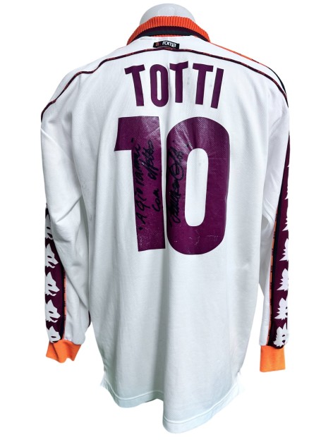Totti's Match Worn Signed Shirt, Cagliari vs Roma 1999 