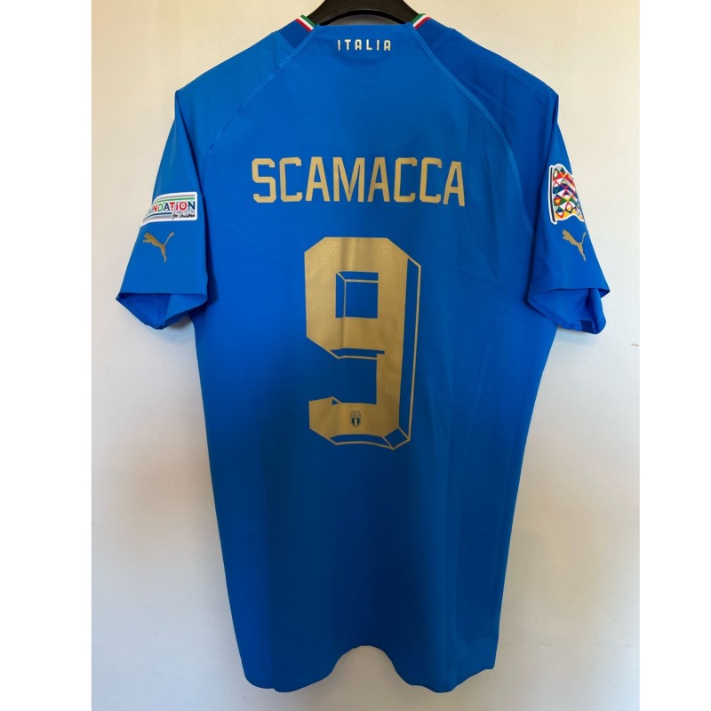 Maglia gara Scamacca, Inghilterra vs Italia 2022