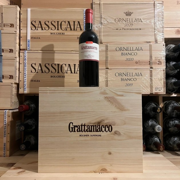 Grattamacco 2021 Bolgheri Rosso Superiore DOC ColleMassari - Wooden Case 6 Bottles