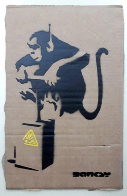Banksy "Monkey Detonator" Recycled Cardboard (Attributed)