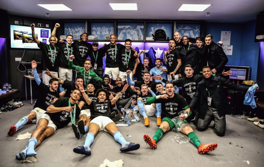 Manchester City Changing Room Celebration Unique Picture