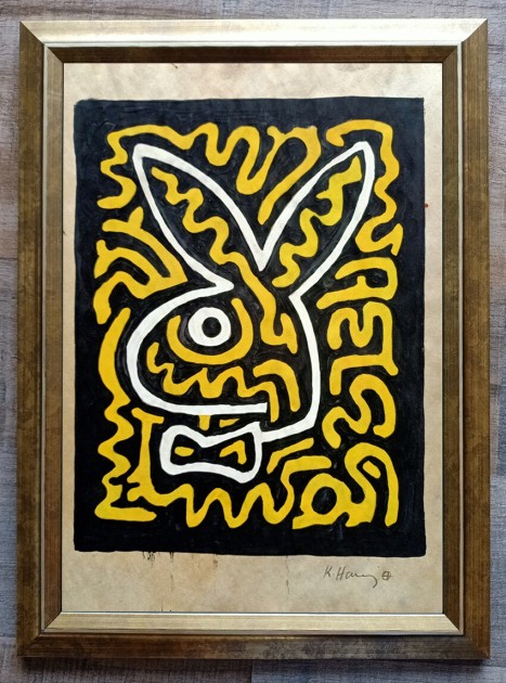 Drawing by Keith Haring with Frame (Attributed)