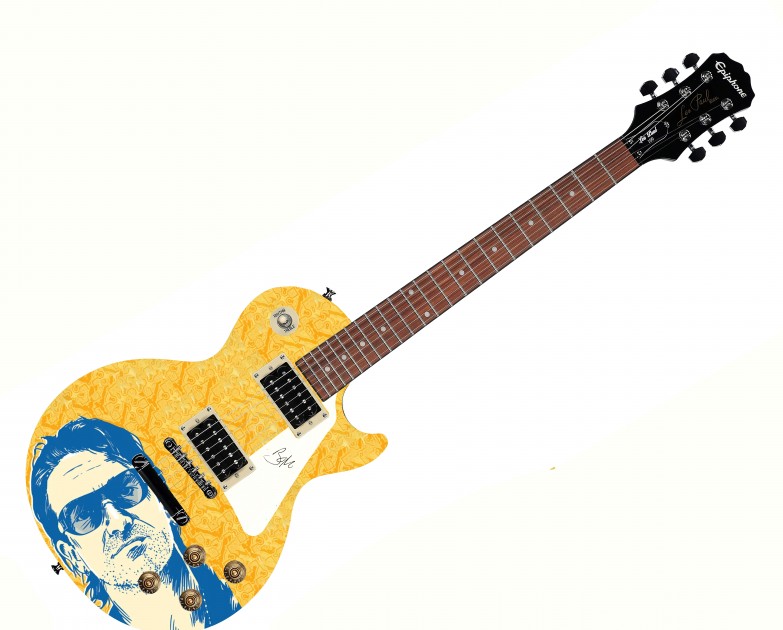 Chitarra autografata da Bono 