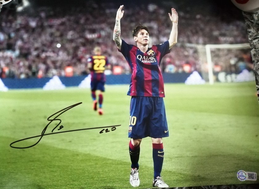 Photo Autographe Imprimée Signée Lionel Messi - FC Barcelone - Format 7x5 - UK