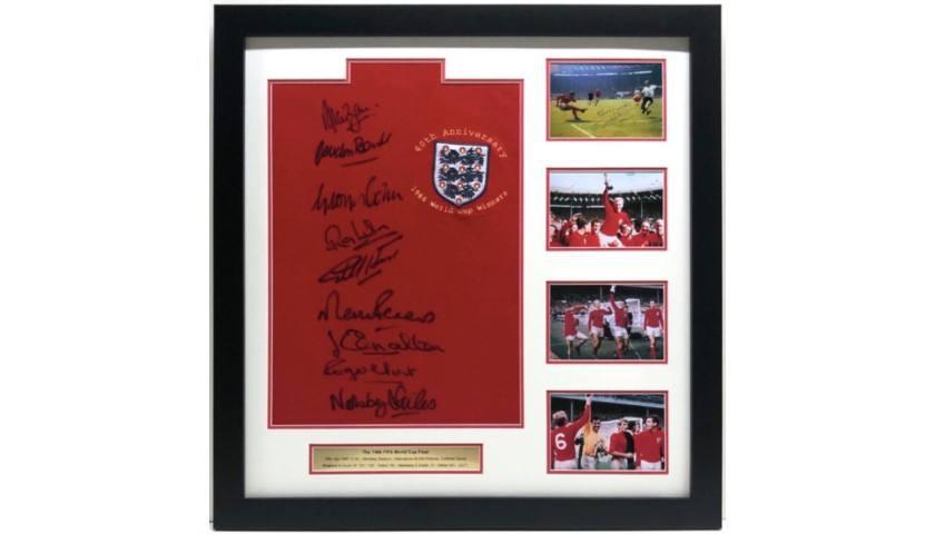 1966 England Shirt Framed & Signed by 9 Players 