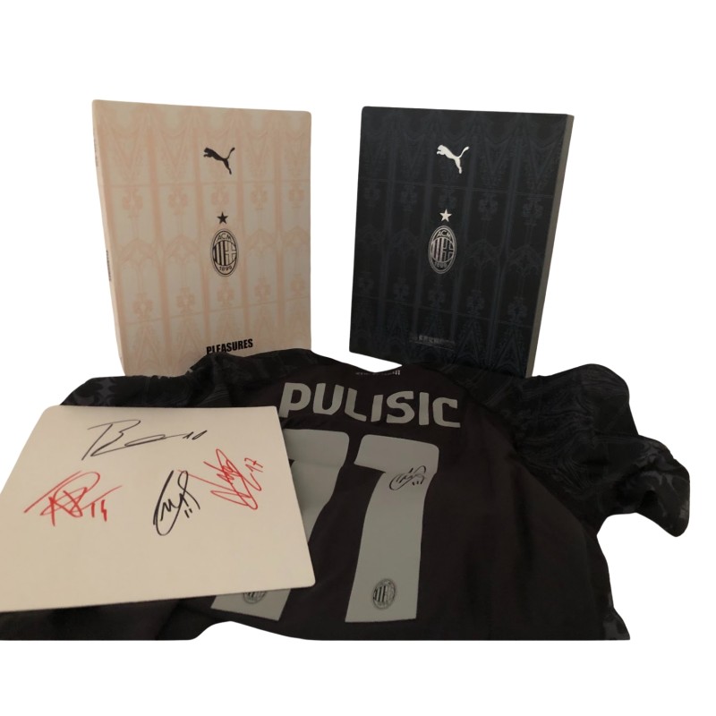 Pulisic Official AC Milan X Pleasures Shirt Box, 2023/24 - Signed by the Team