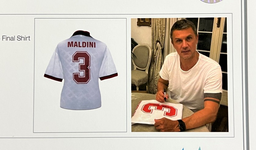 Maldini's 1994 AC Milan European Cup Final Signed and Framed Shirt -  CharityStars