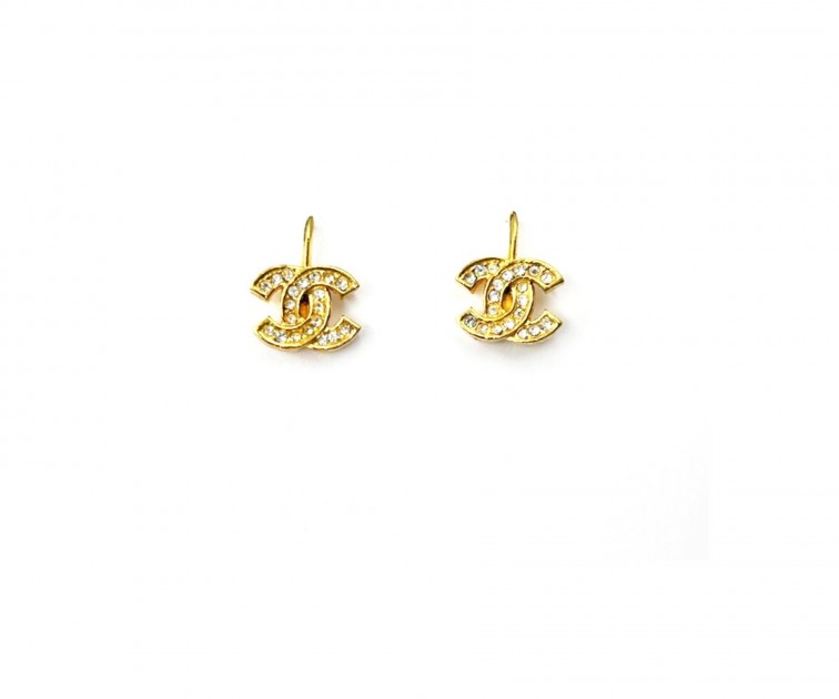 Chanel Gold Plated CC Crystal Small Clip on Earrings - CharityStars