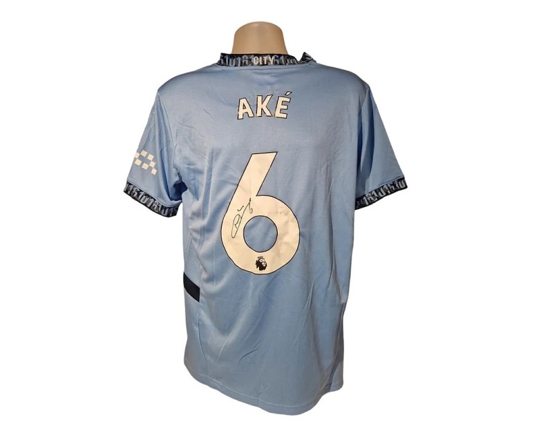 Maglia da calcio replica del Manchester City 24/25 firmata da Nathan Ake