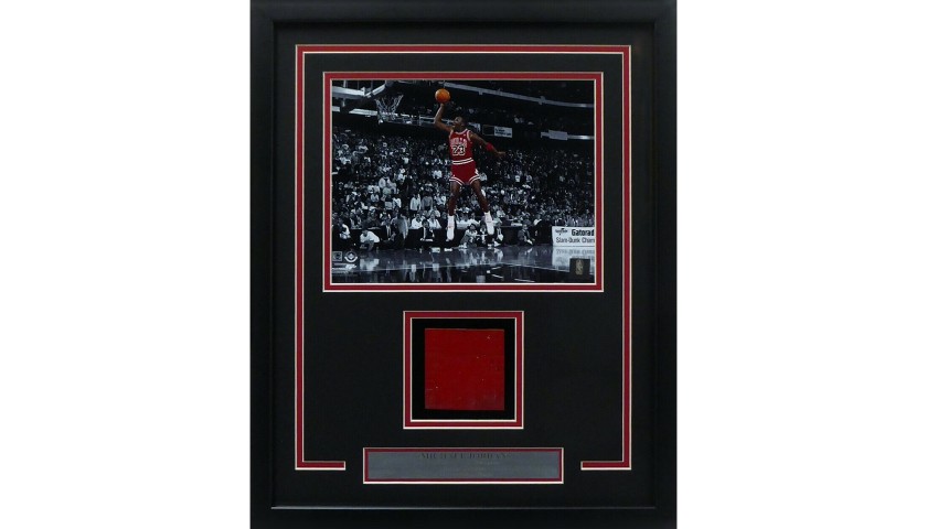 Michael Jordan Custom Framed Game-Used Court Section and Photograph