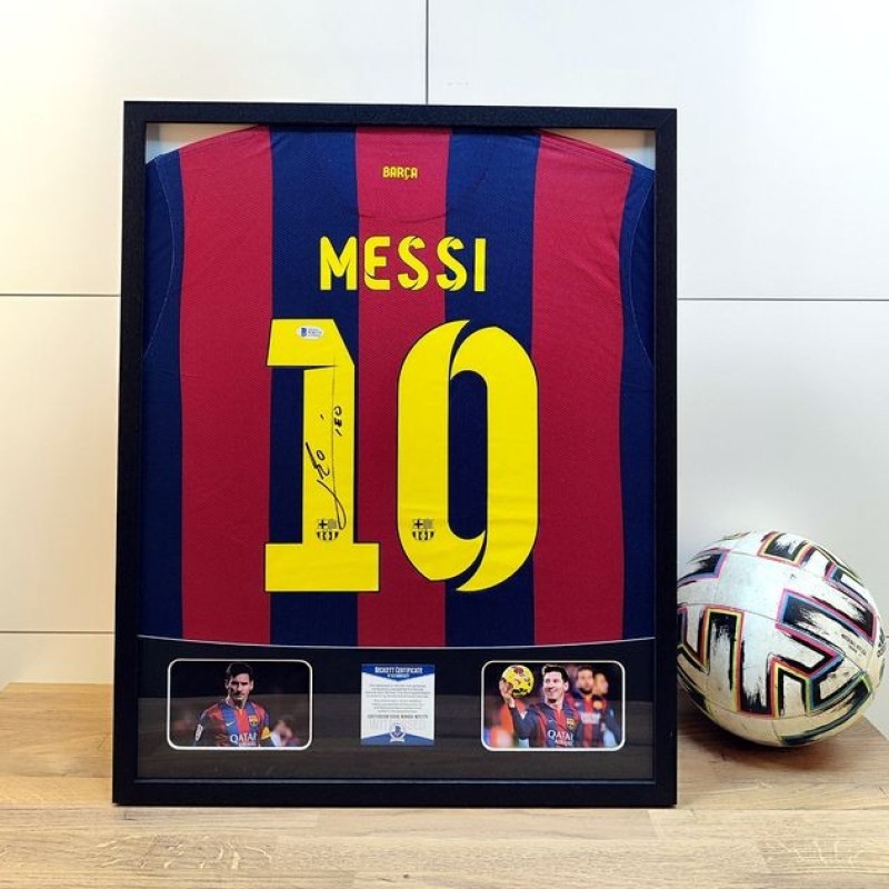 Messi's FC Barcelona 2014/15 Signed and Framed Shirt