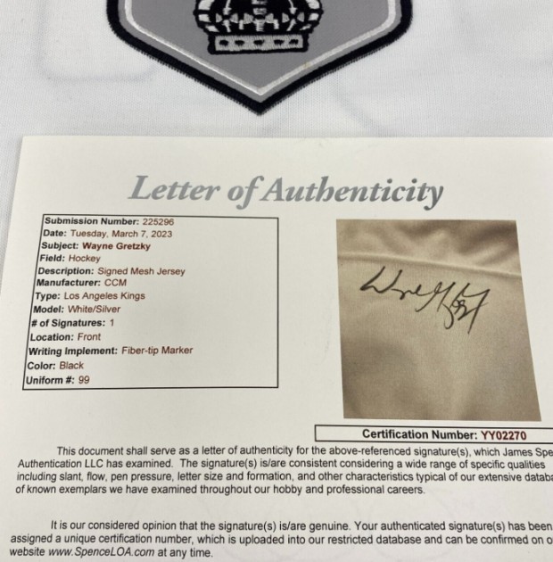 Sold at Auction: Wayne Gretzky Signed L A Kings Retirement Jersey