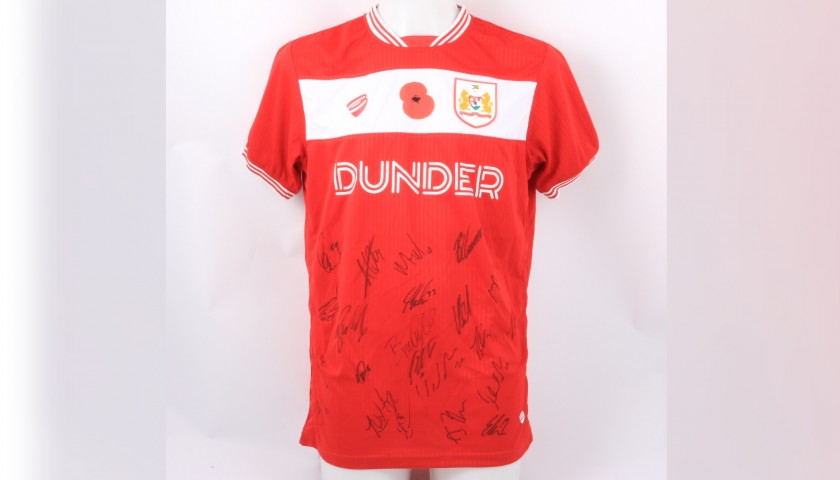 Bristol City Official Poppy Shirt Signed by the Team