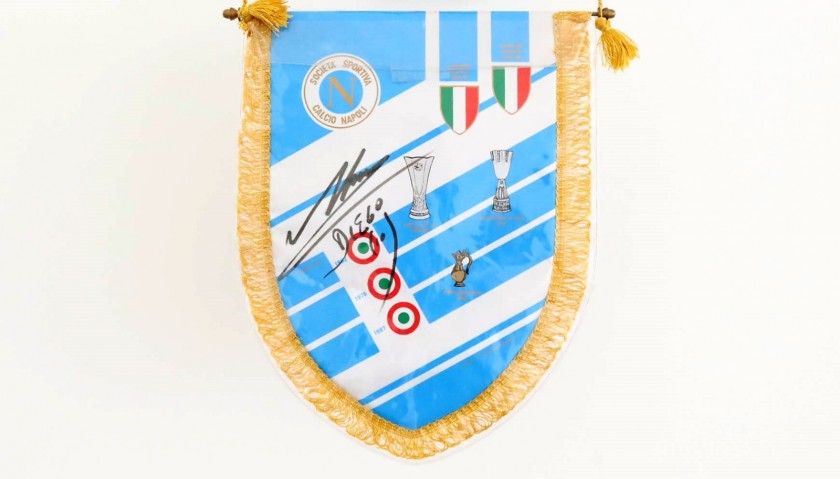 Official Napoli 1990/91 Pennant - Signed by Maradona