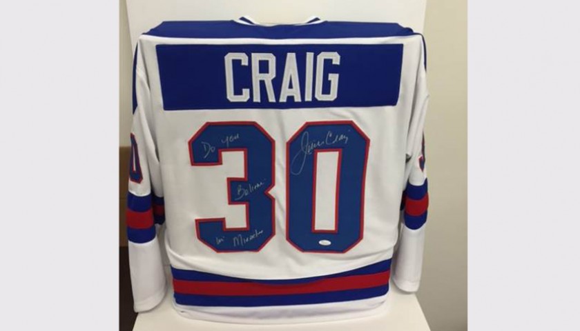 1980 USA Hockey Jersey Signed by Jim Craig