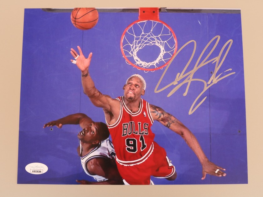 Photograph signed by Dennis Rodman