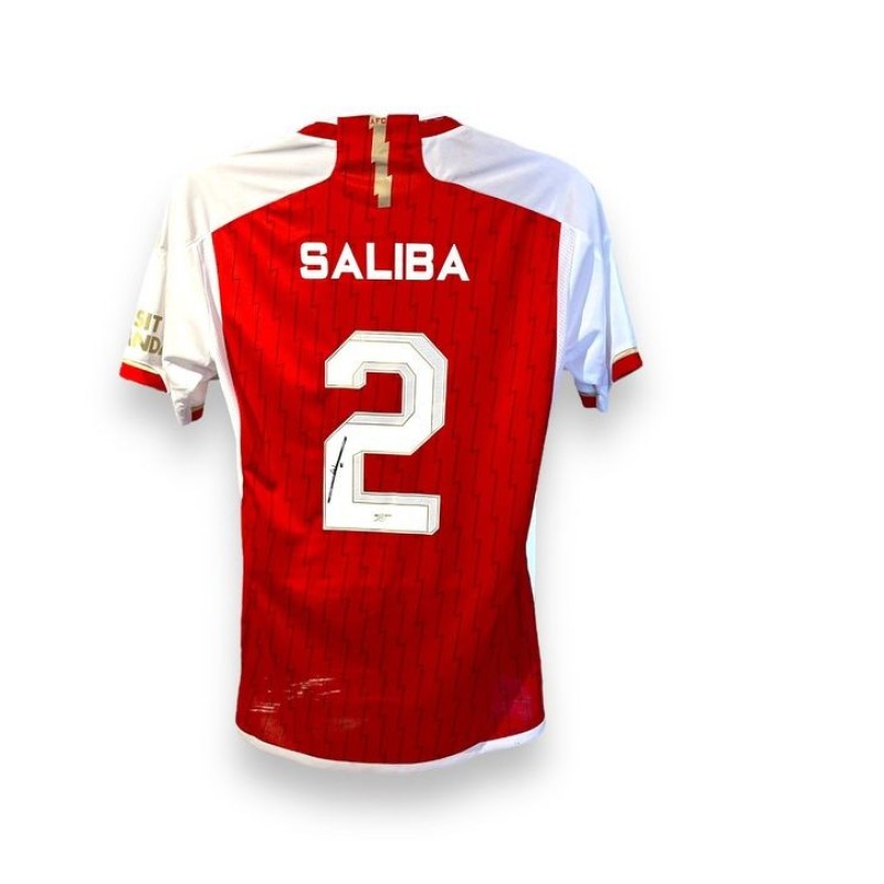 Maglia ufficiale firmata da William Saliba per l'Arsenal 2023/24