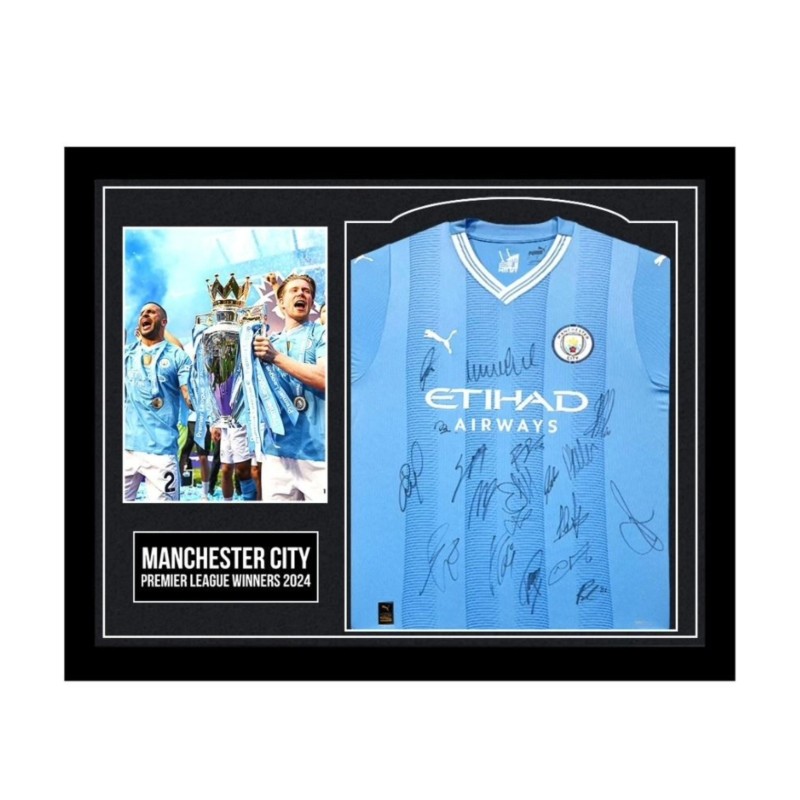 Manchester City Premier League Winners 2024 Signed and Framed Shirt