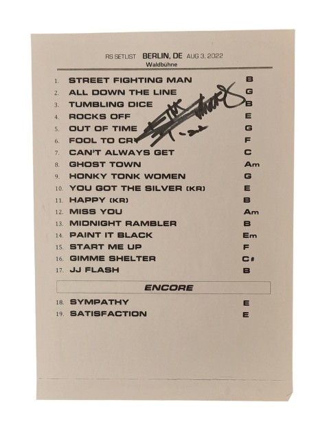 Scaletta dei Rolling Stones - Autografata