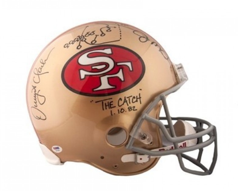 Lot Detail - Joe Montana & Dwight Clark Signed 49ers Red Jersey w/  Hand-Drawn The Catch Play (PSA/DNA)