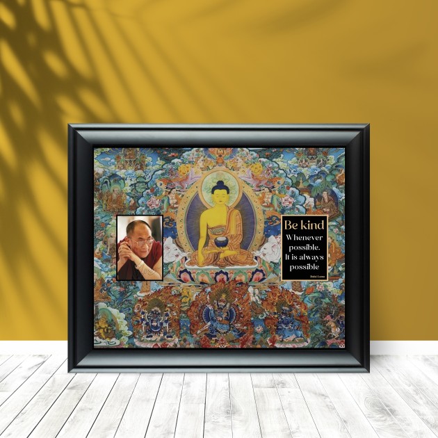 Dalai Lama Signed Custom Photo Display