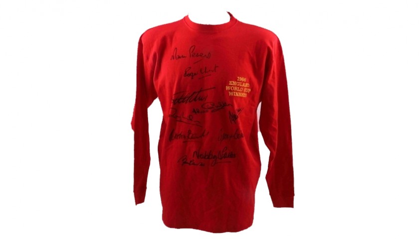 England 1966 Red Shirt Signed by 10 Champions