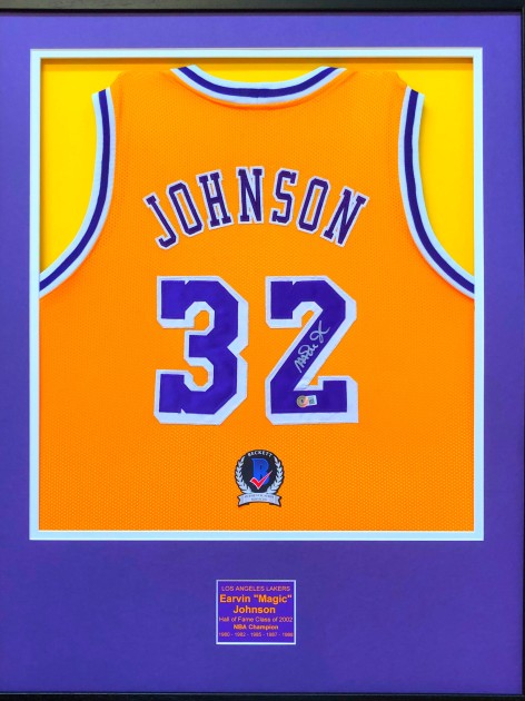 Magic Johnson Signed and Framed Lakers Jersey CharityStars