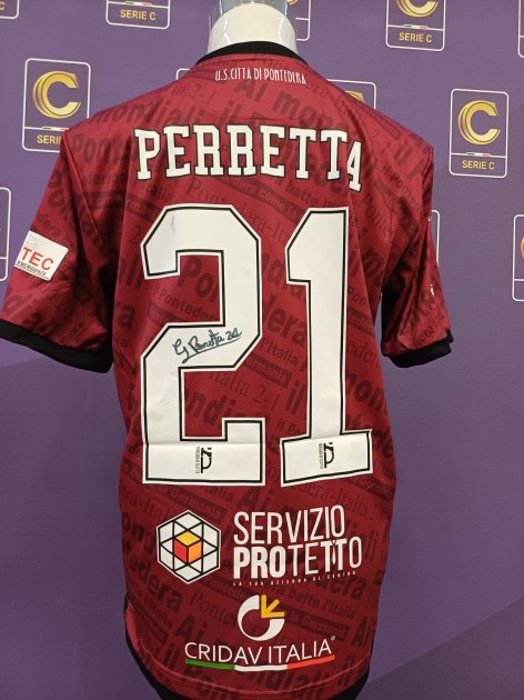 Perretta's Pontedera Signed Issued Shirt, 2025/26