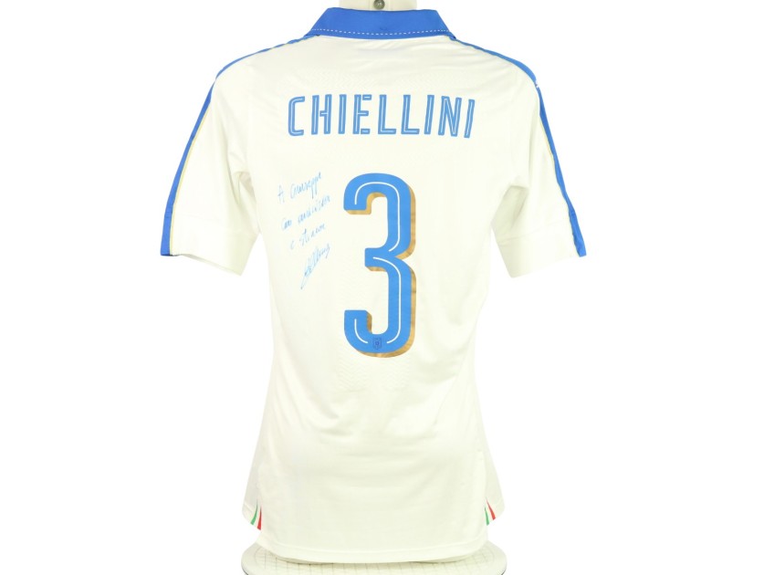 Chiellini's Italy Match Signed Shirt, 2016/17