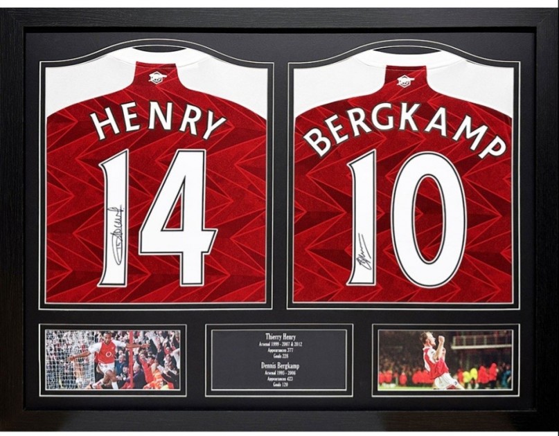 Henry and Bergkamp Arsenal FC Signed Framed Shirts