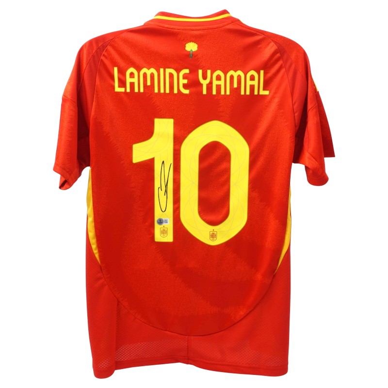 Replica della maglia firmata da Lamine Yamal per la Spagna