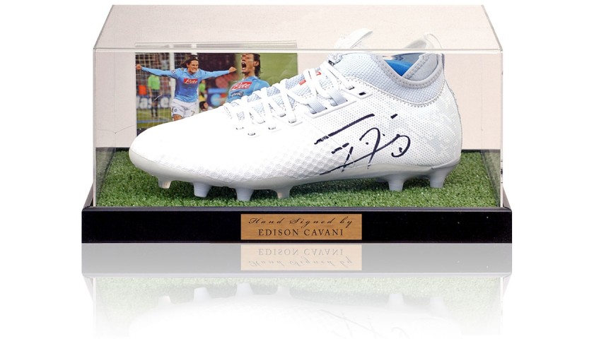Edinson Cavani Napoli Signed Boot Display